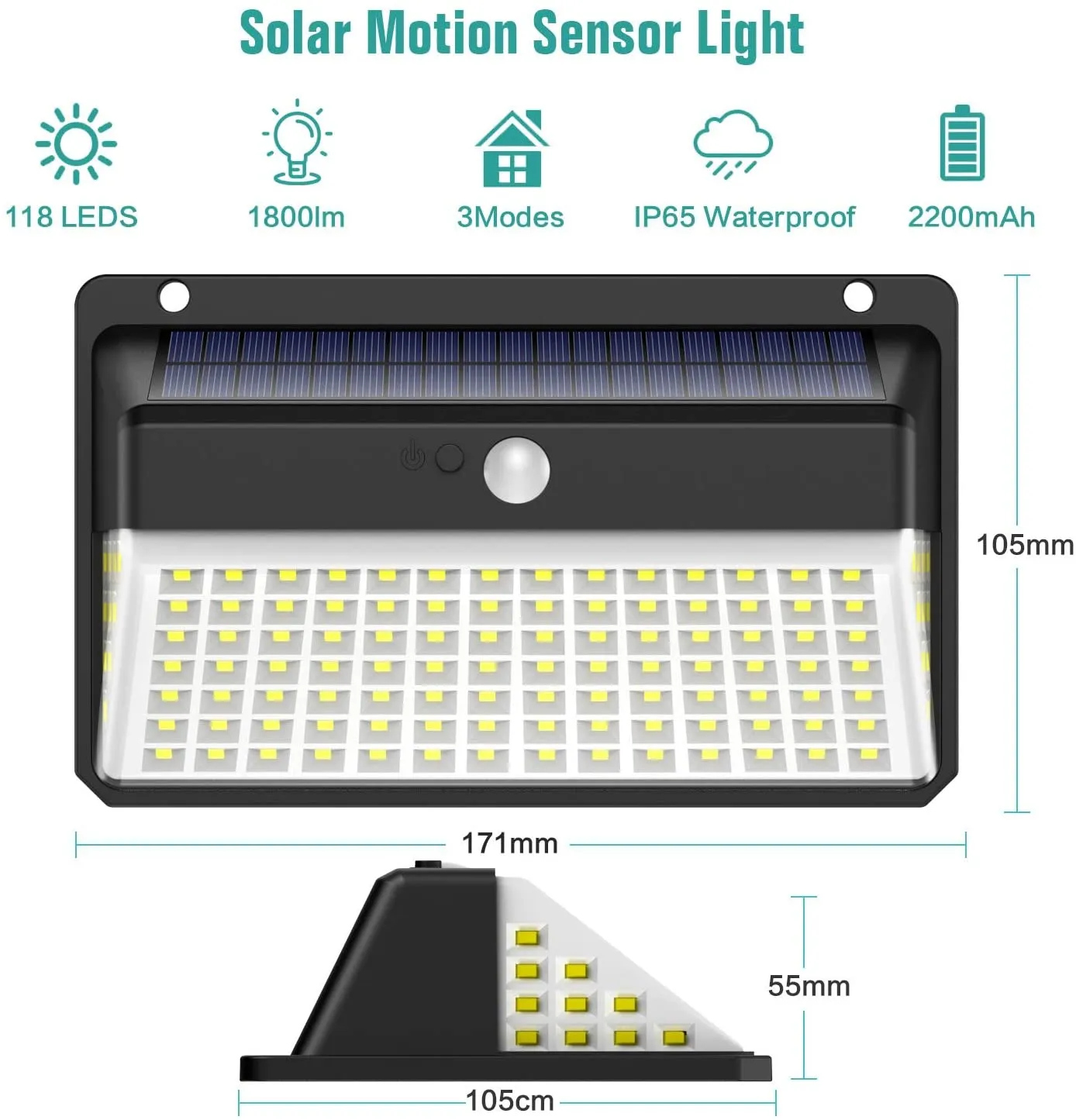 New in box! 2 Pack Solar Motion Sensor (118 LED) Security Lights for deck, fence, pathway etc!