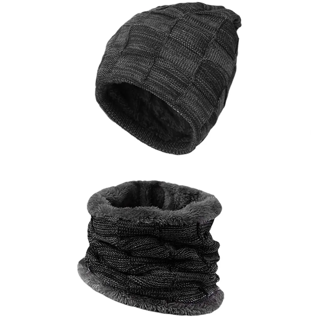 New KRATARC Winter Warm Scarf Beanie Hat & Neck Gaiter Set! Adult Unisex(Black)