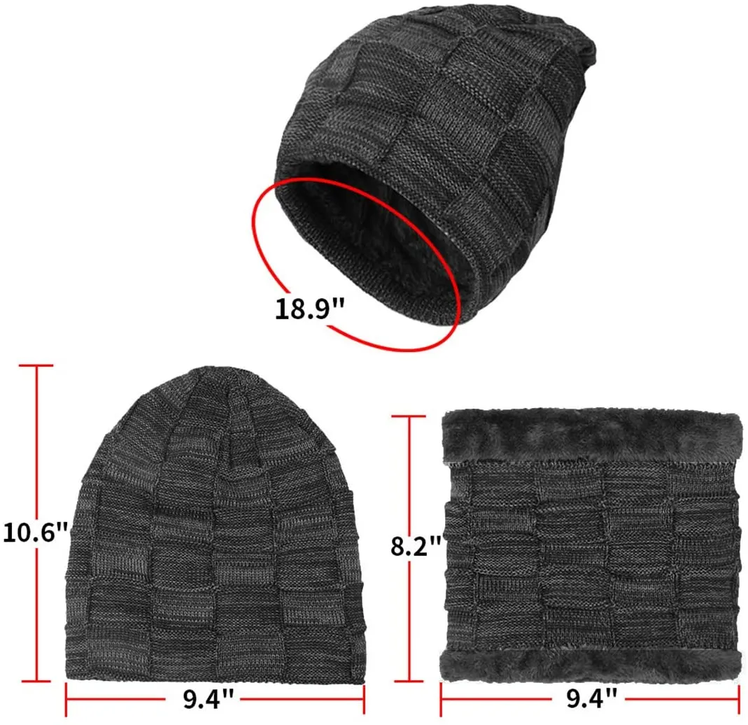New KRATARC Winter Warm Scarf Beanie Hat & Neck Gaiter Set! Adult Unisex(Black)