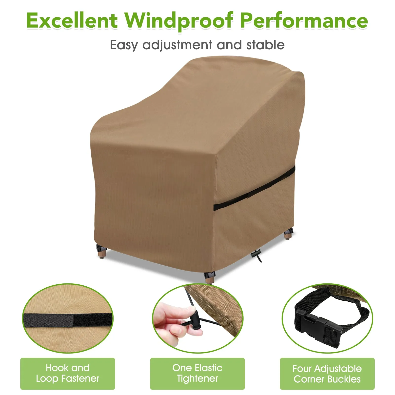 NEW NASUM Patio Chair Covers, 2 Pack Outdoor Seat, Waterproof and Heavy, Beige