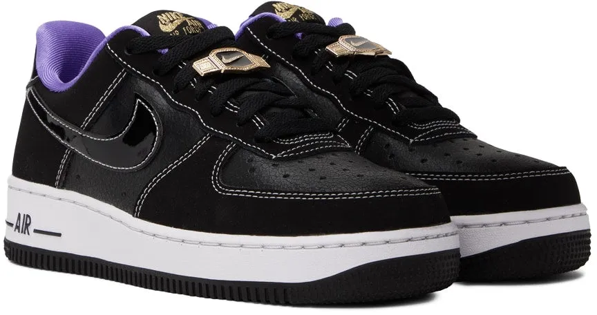 NIKE Black & Purple Air Force 1 '07 LV8 Low Sneakers