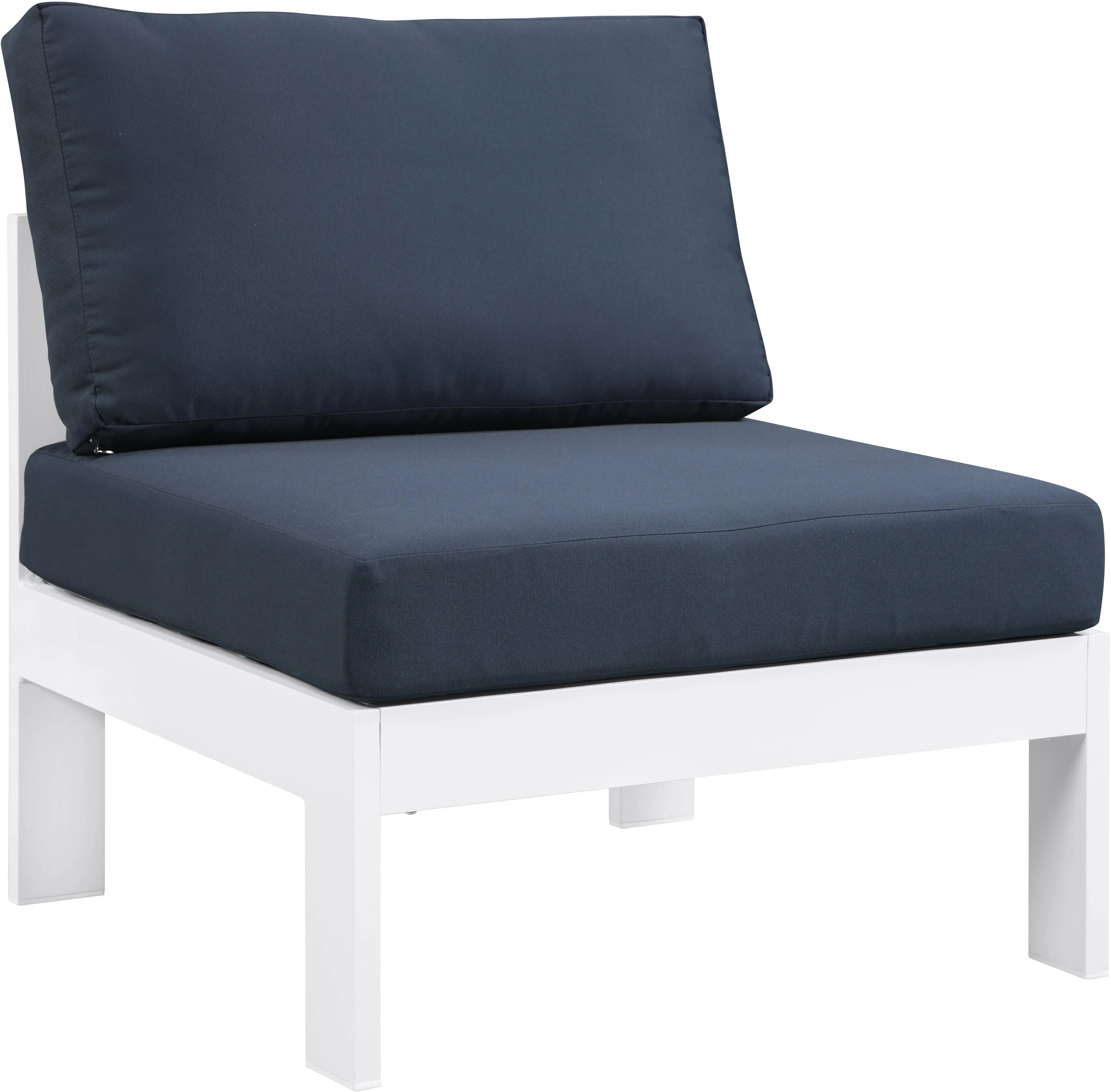 Nizuc Navy Waterproof Fabric Outdoor Patio Aluminum Armless Chair