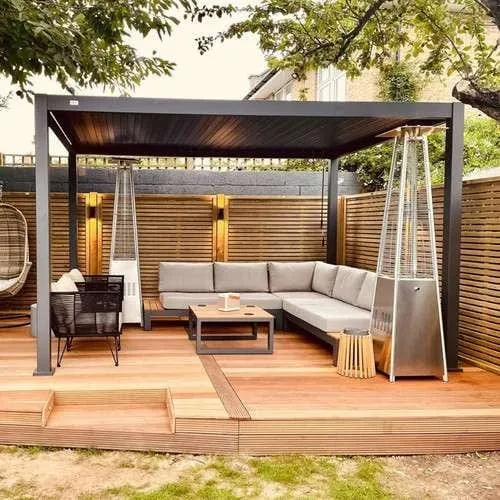 Nova Titan Aluminium Pergola 6m x 3.6m Rectangular optional Glass sliding Doors - Grey