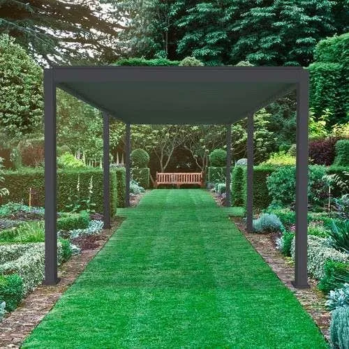 Nova Titan Aluminium Pergola 6m x 3.6m Rectangular optional Glass sliding Doors - Grey