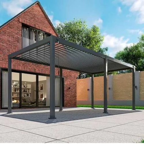 Nova Titan Aluminium Pergola 6m x 3.6m Rectangular optional Glass sliding Doors - Grey