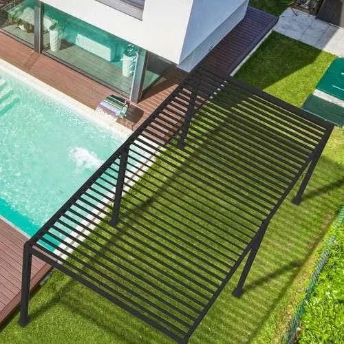 Nova Titan Aluminium Pergola 6m x 3.6m Rectangular optional Glass sliding Doors - Grey