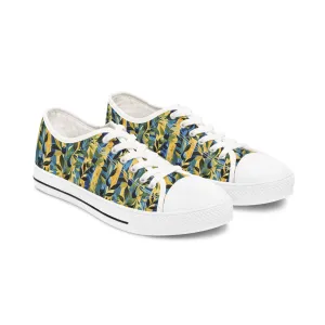 Olive Orchard Stripes Ladies' Low Top Sneakers - Step Into Rustic Elegance – Where Classic Stripes Meet Orchard Beauty!