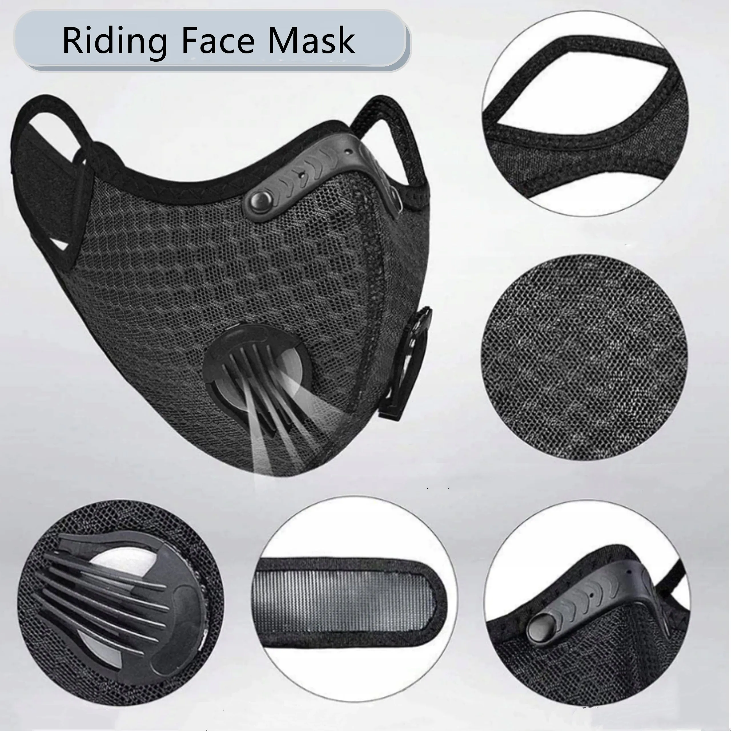 Outdoor Sports Anti-dust Reusable Riding Face Cover with Carbon Filter