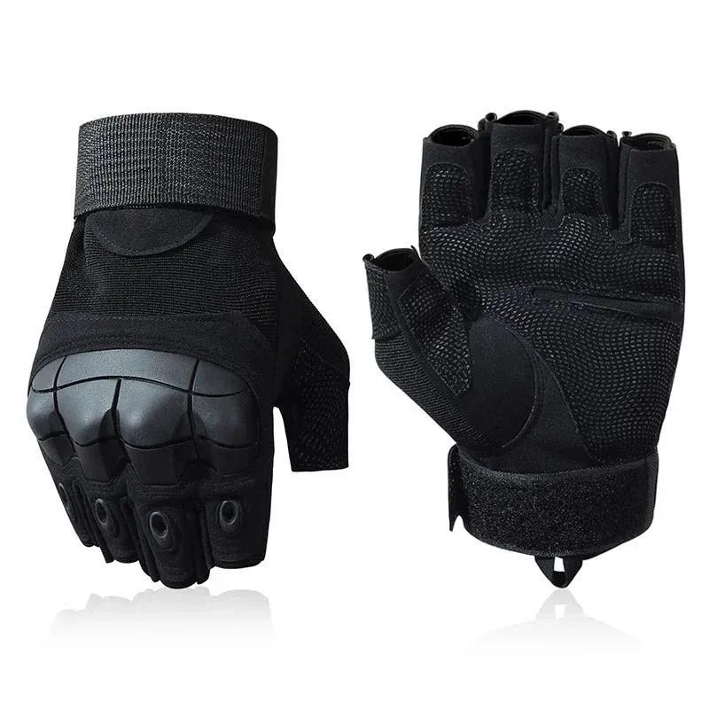 Outdoor Tactical Fingerless Gloves - Hard Knuckle, Paintball, Airsoft, Hunting, Combat, Riding, Hiking, Military Gloves