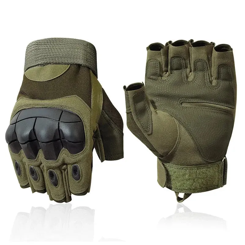 Outdoor Tactical Fingerless Gloves - Hard Knuckle, Paintball, Airsoft, Hunting, Combat, Riding, Hiking, Military Gloves