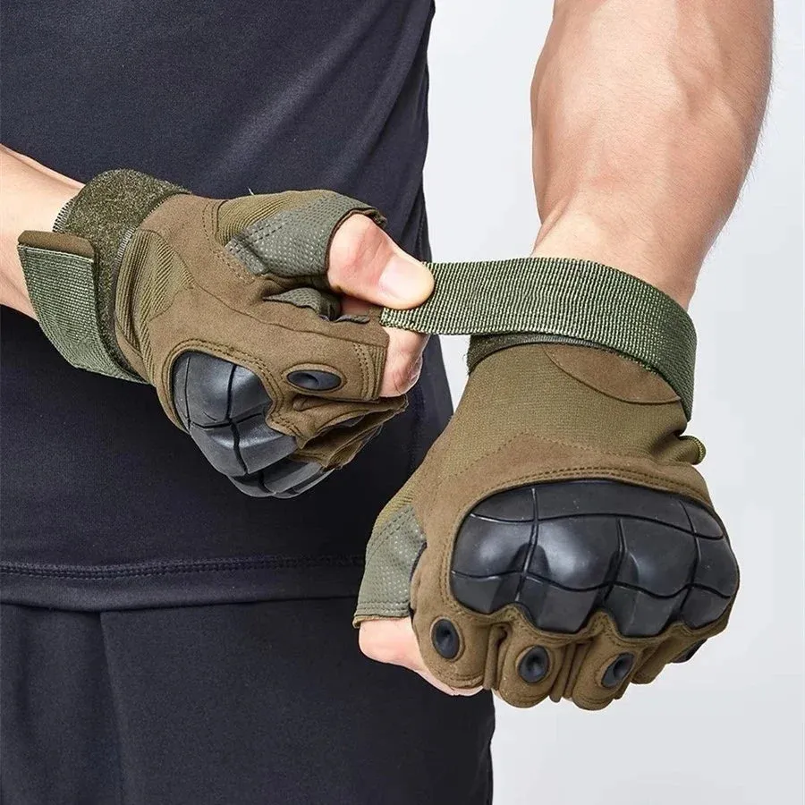 Outdoor Tactical Fingerless Gloves - Hard Knuckle, Paintball, Airsoft, Hunting, Combat, Riding, Hiking, Military Gloves