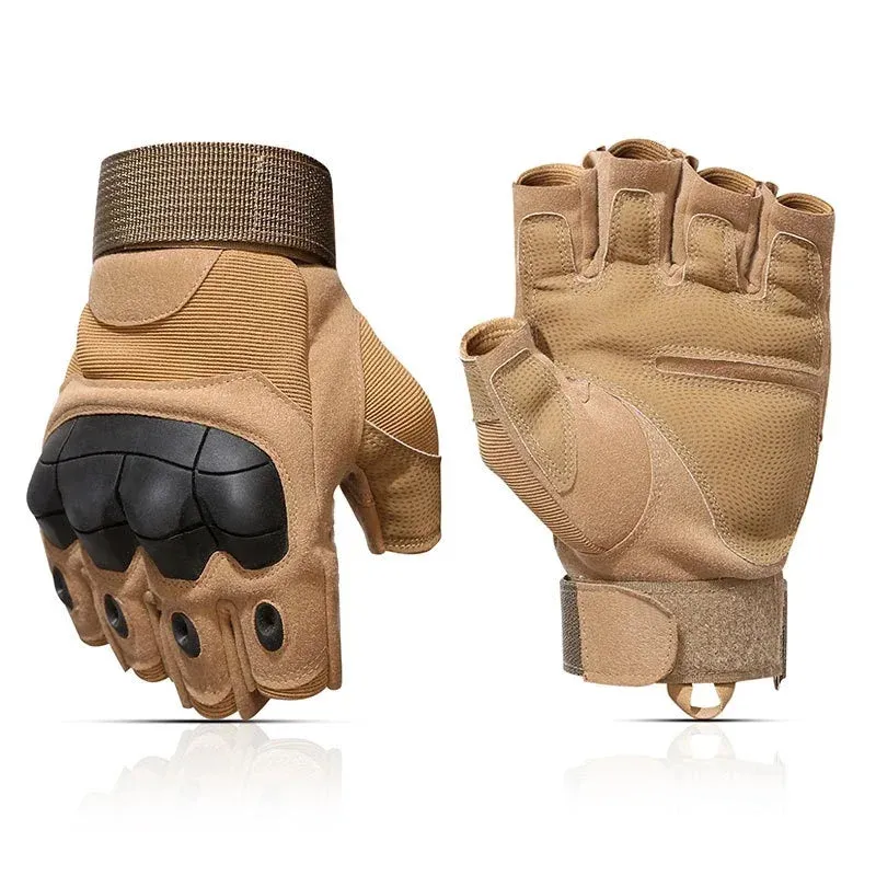 Outdoor Tactical Fingerless Gloves - Hard Knuckle, Paintball, Airsoft, Hunting, Combat, Riding, Hiking, Military Gloves