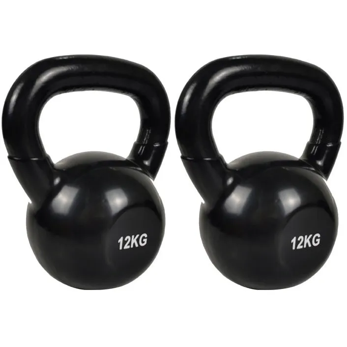 Pair of 12kg Cast Iron Kettlebells