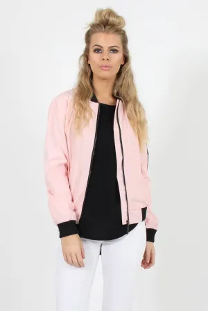 Pink Black Zip Bomber Jacket - Minah