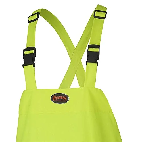 Pioneer V1090260 Lightweight Waterproof Work Bib Pants, Boot Access Zippers, Men, Hi-Vis Green