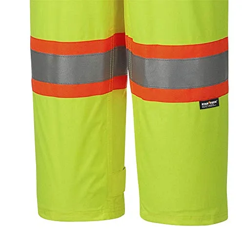 Pioneer V1090260 Lightweight Waterproof Work Bib Pants, Boot Access Zippers, Men, Hi-Vis Green