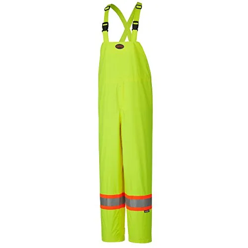 Pioneer V1090260 Lightweight Waterproof Work Bib Pants, Boot Access Zippers, Men, Hi-Vis Green