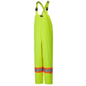 Pioneer V1090260 Lightweight Waterproof Work Bib Pants, Boot Access Zippers, Men, Hi-Vis Green