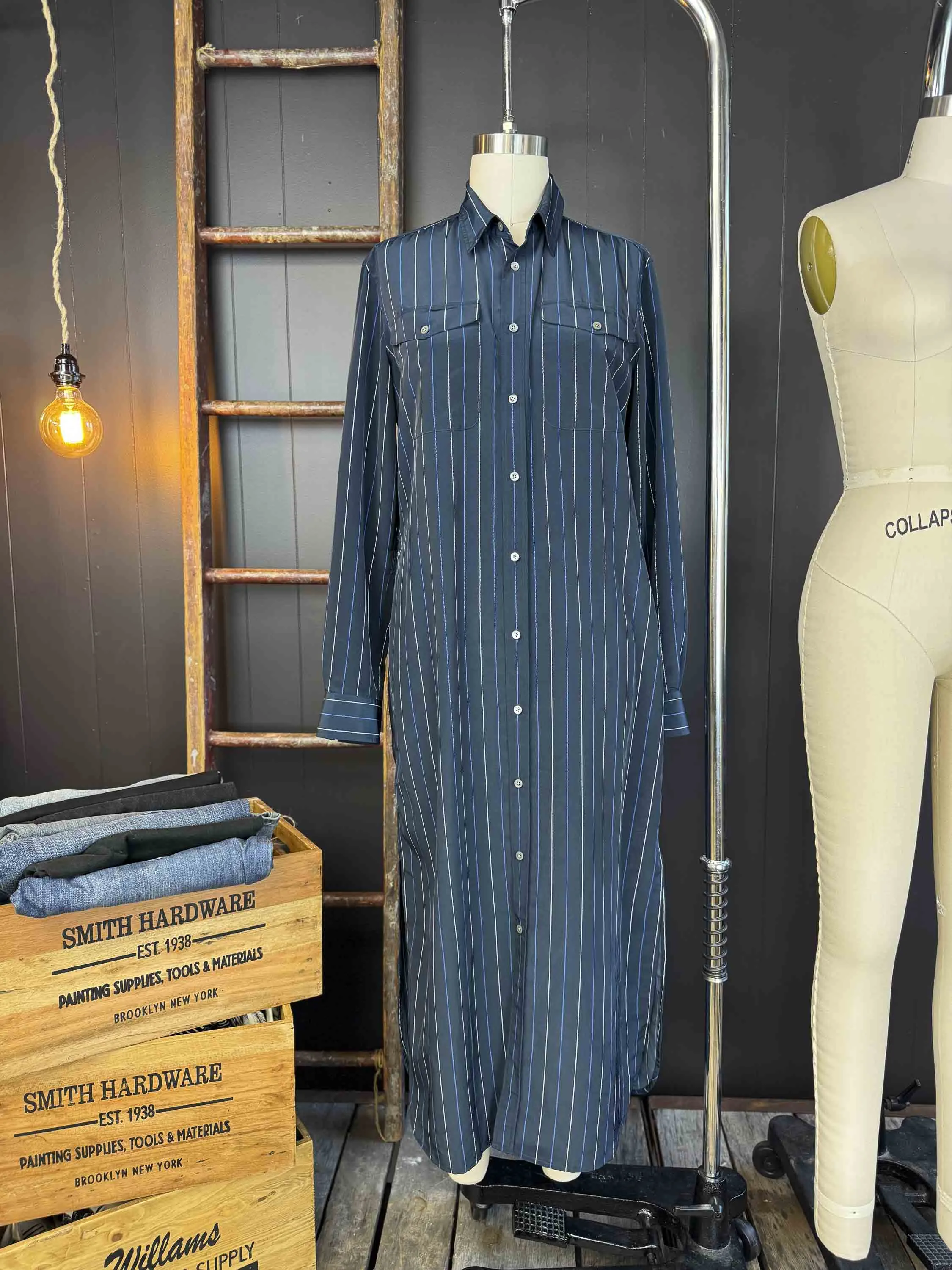 Pre-loved POLO Ralph Lauren Pin Stripe Shirt Dress - Size XL