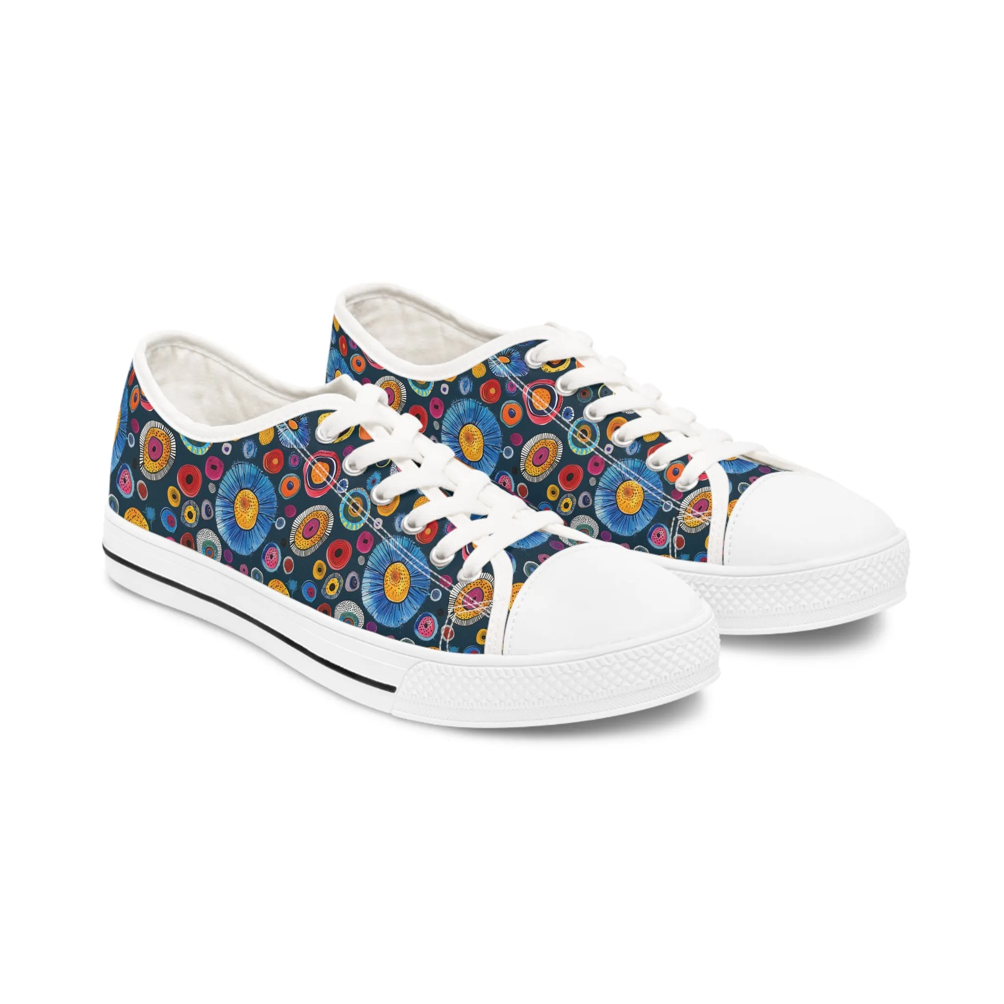 Primordial Space Life Ladies' Low Top Sneakers - Explore the Unseen – Where Science Meets Style!