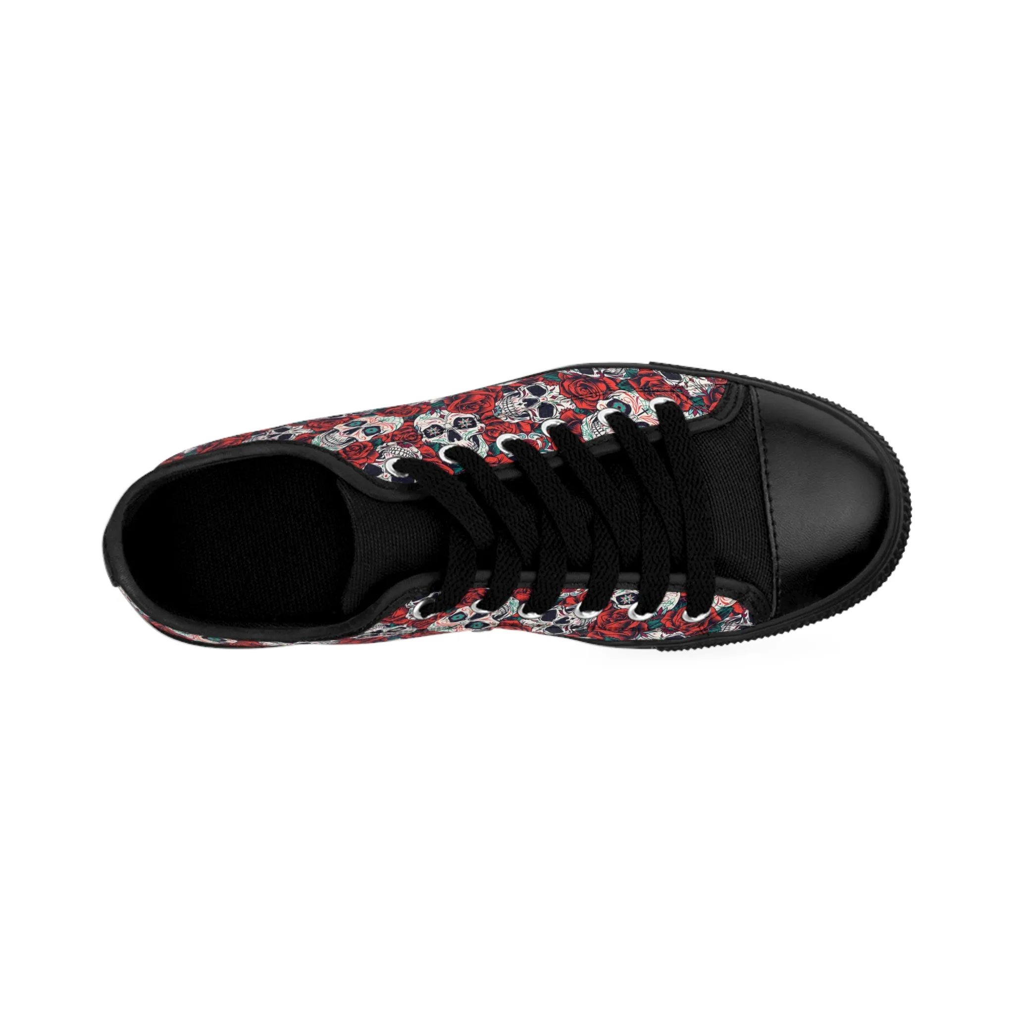 "Dia de Muertos in Roses" Low Top Nylon Canvas Sneakers