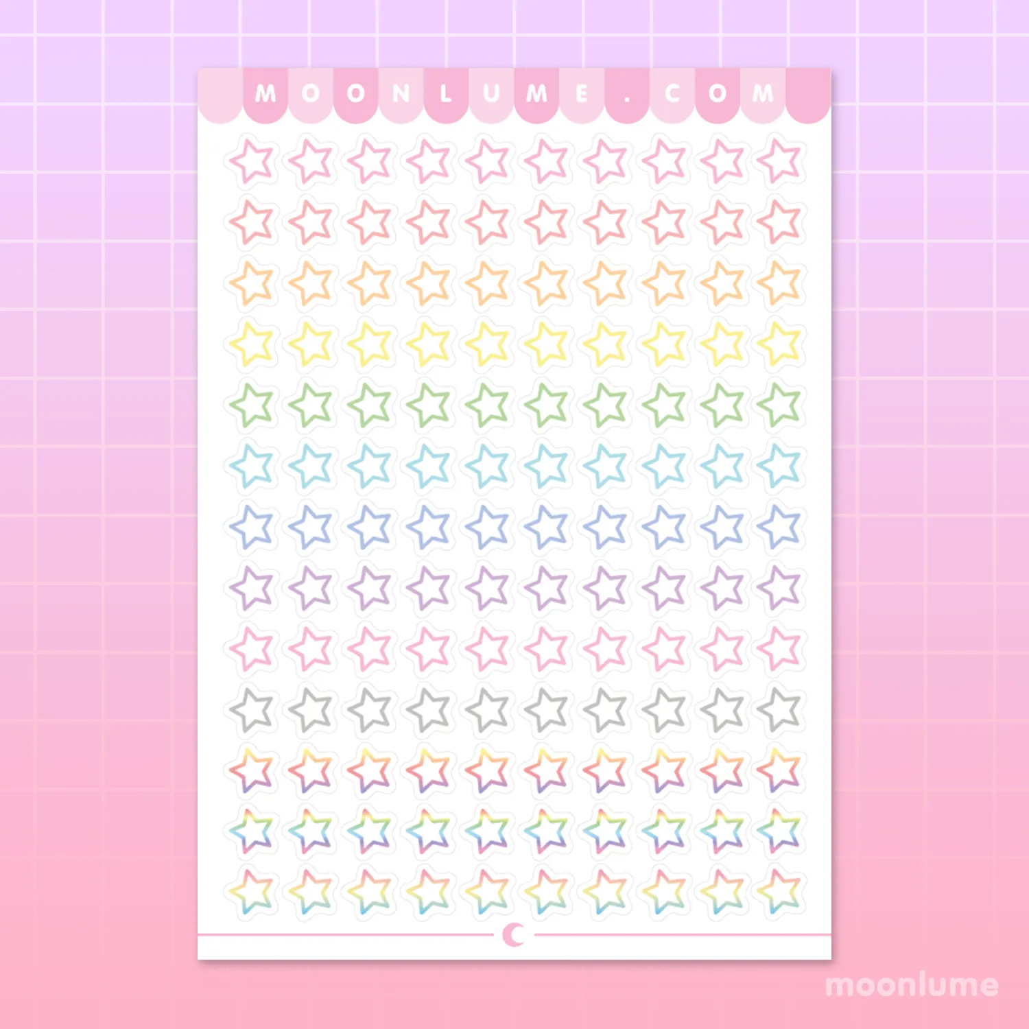 Rainbow Mini Stars stickers / labels - matte vinyl sticker sheet