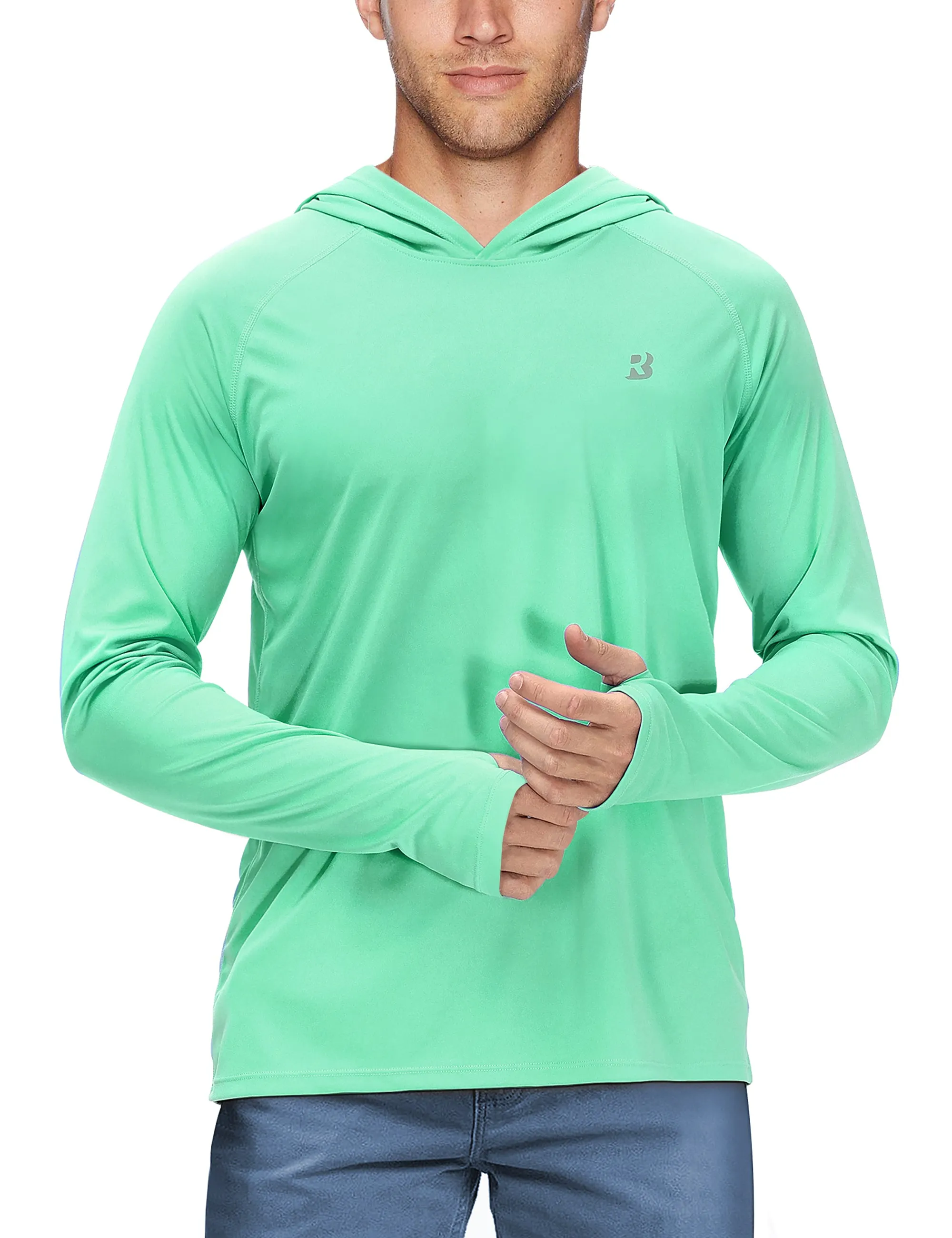 Roadbox Men's Sun Protection Long Sleeve Hoodie UPF 50  Outdoor UV Fishing Shirts for Workout, Running, Fishing, Hiking