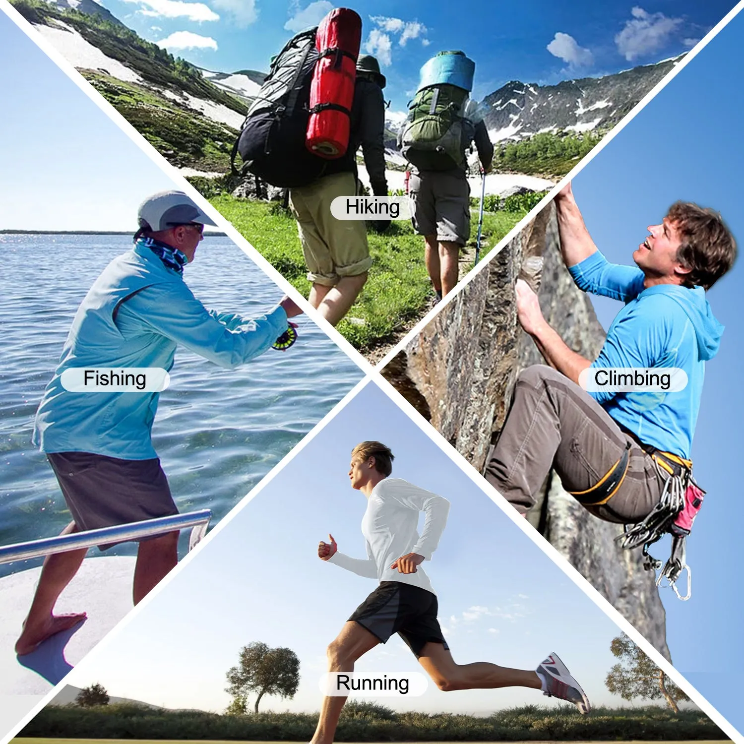 Roadbox Men's Sun Protection Long Sleeve Hoodie UPF 50  Outdoor UV Fishing Shirts for Workout, Running, Fishing, Hiking