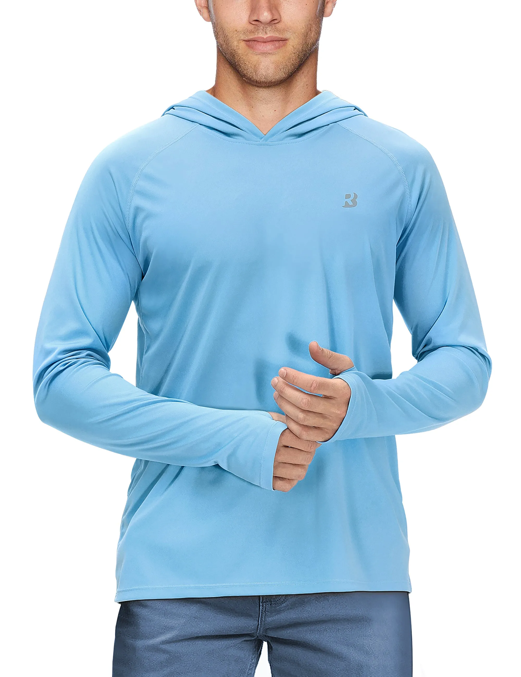 Roadbox Men's Sun Protection Long Sleeve Hoodie UPF 50  Outdoor UV Fishing Shirts for Workout, Running, Fishing, Hiking