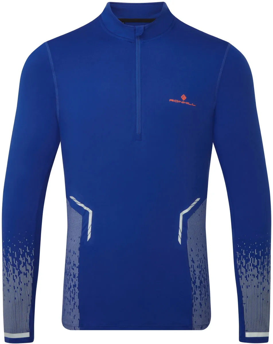 Ronhill Tech Reflect Half Zip Long Sleeve Mens Running Top - Blue