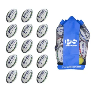 Rugby - Neptune Premium Training Ball - 15 Ball Bundle - Size 5, 4 & 3 - Colour - Green