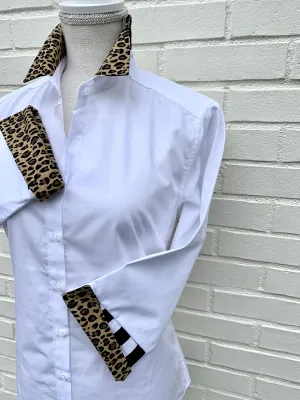 SALE - M & 2XL ONLY - Elizabeth 3/4 Sleeve Shirt w Cheetah and Stripe (3413) *FINAL SALE*