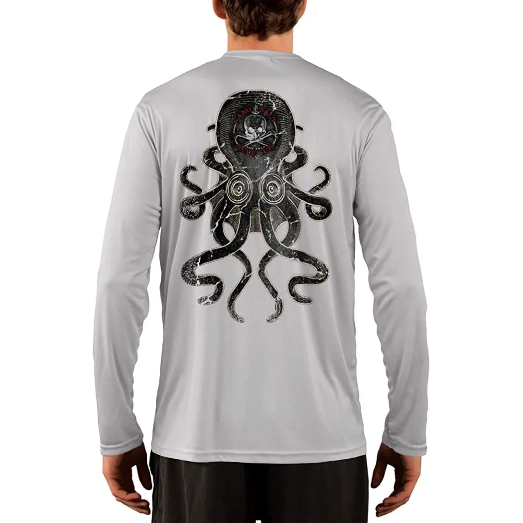 SAND.SALT.SURF.SUN. Vintage Kraken Men's UPF 50  UV Sun Protection Performance Long Sleeve T-Shirt