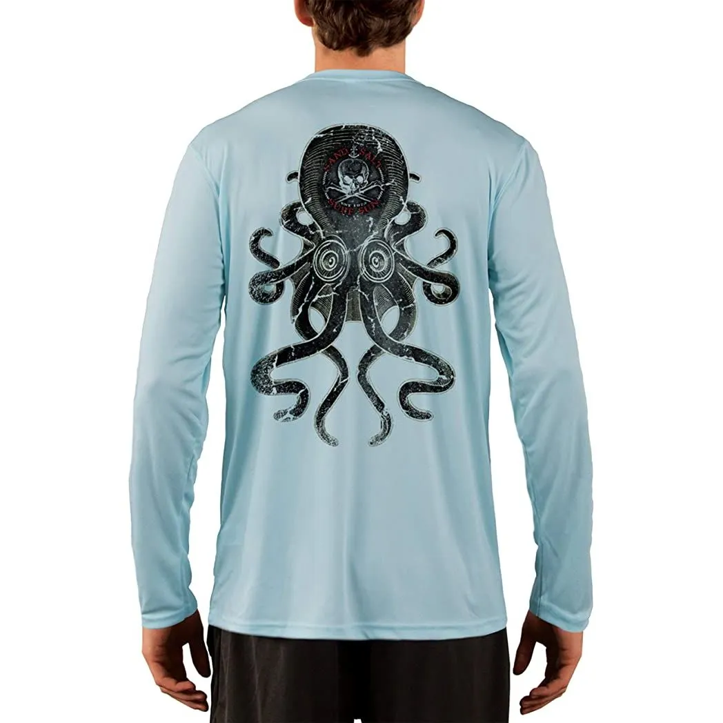 SAND.SALT.SURF.SUN. Vintage Kraken Men's UPF 50  UV Sun Protection Performance Long Sleeve T-Shirt