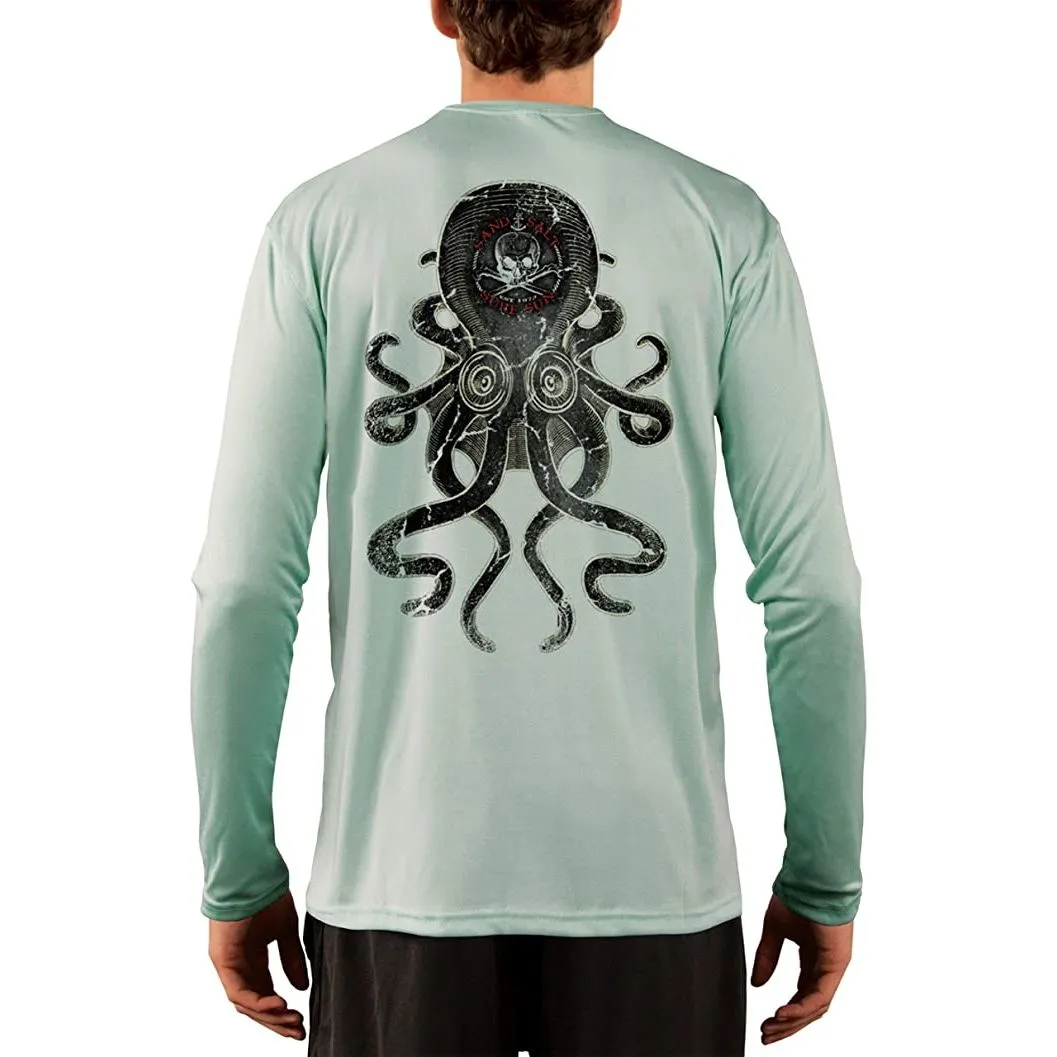 SAND.SALT.SURF.SUN. Vintage Kraken Men's UPF 50  UV Sun Protection Performance Long Sleeve T-Shirt