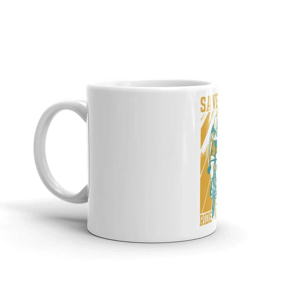 Save the earth ride a bike mug