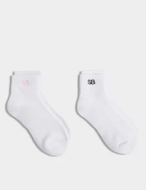 SB Logo Mini Crew Socks 2 Pack - White