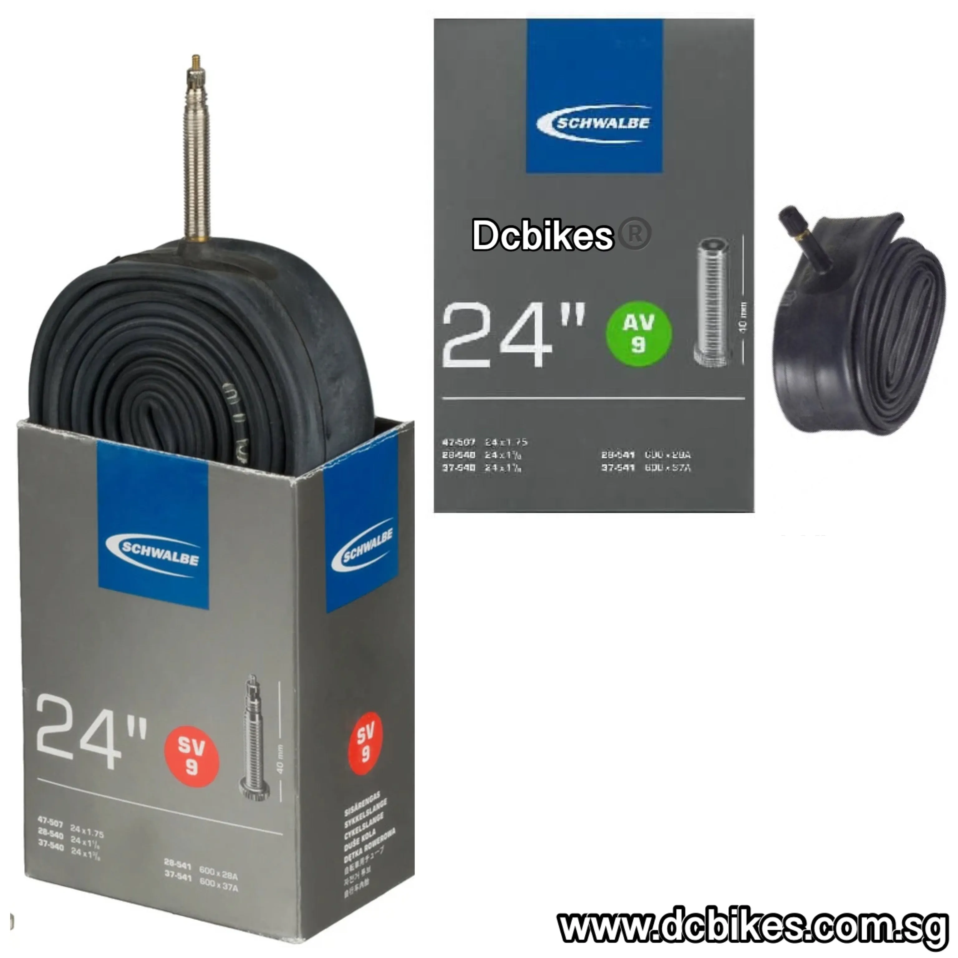 Schwalbe 24 X 1.2 - 1.75 Bicycle Inner Tube Etrto : 507 | 540 | 541 - SV9 AV9