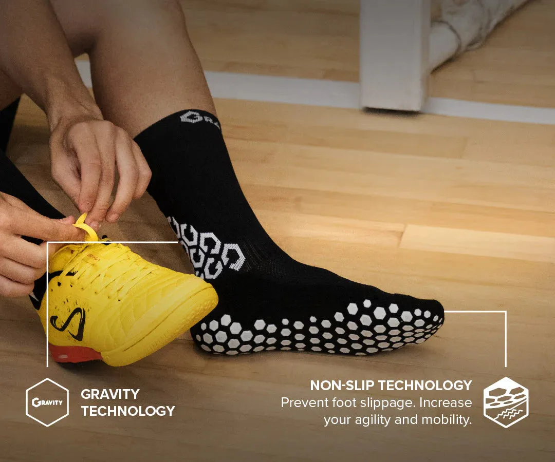 Senda Athletics Gravity Pro Performance Grip Socks - Crew Length - Black