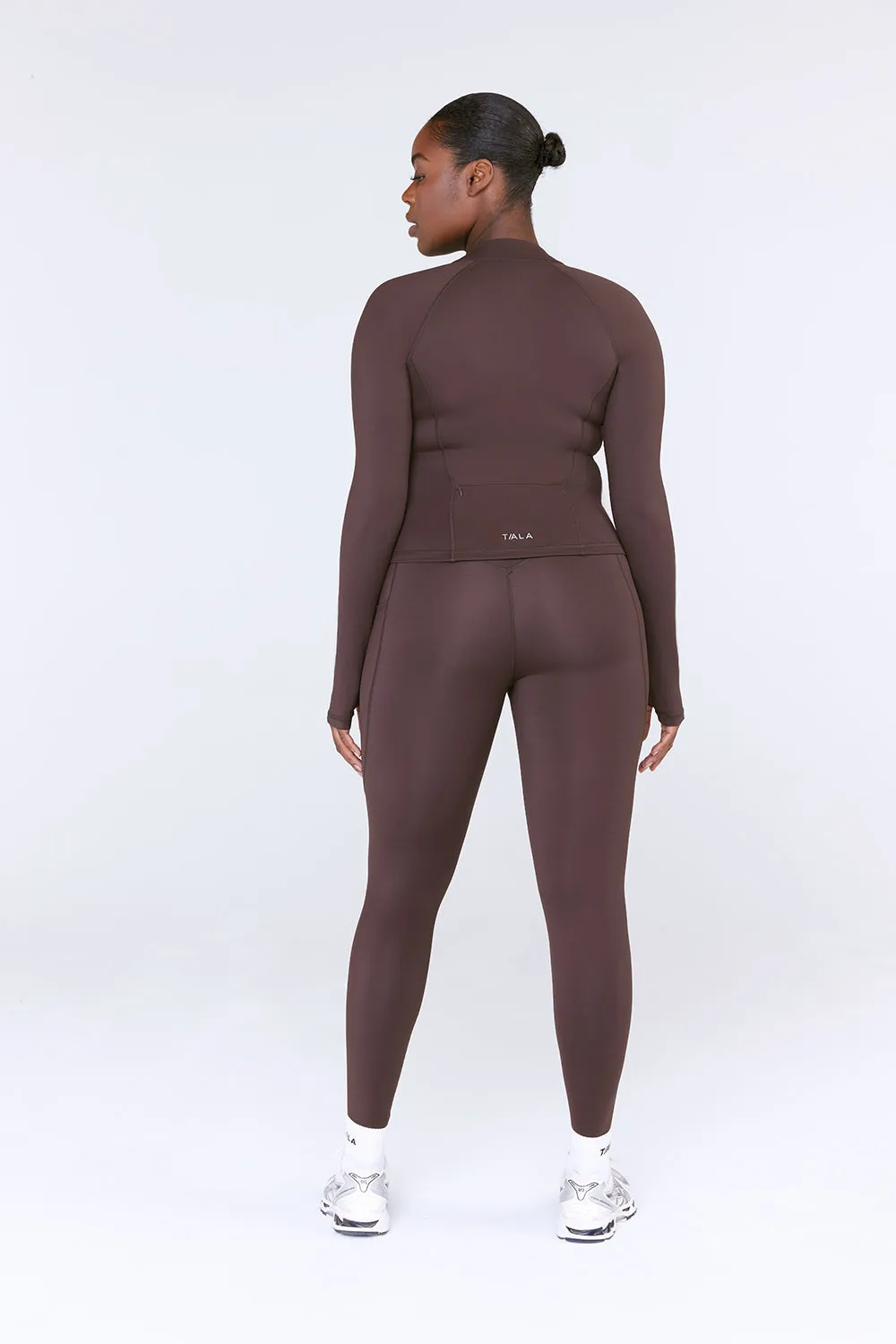 SKINLUXE ZIP THROUGH RUNNING TOP - ESPRESSO