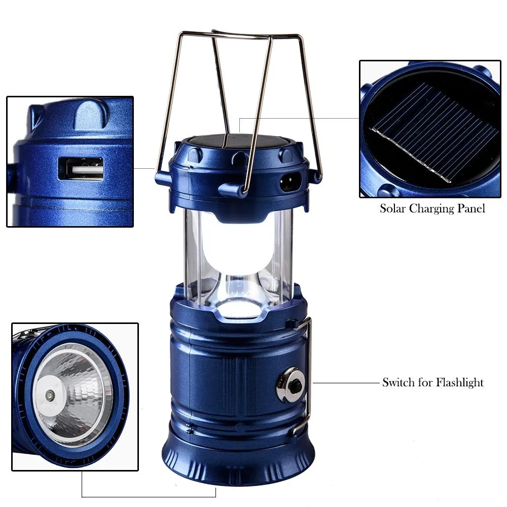 Solar Rechargeable Camping Lantern & Portable Outdoor Handheld Led Flashlight