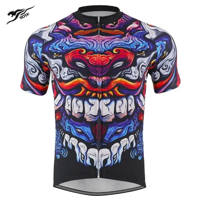 SOTF Geometric Breathable Anti-Wrinkle Cycling Jersey Short Sleeve Road Bike shirt Mountain Bike Cycling Clothing Men Women