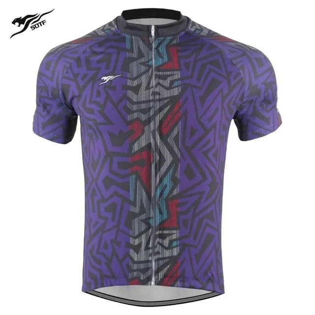 SOTF Geometric Breathable Anti-Wrinkle Cycling Jersey Short Sleeve Road Bike shirt Mountain Bike Cycling Clothing Men Women