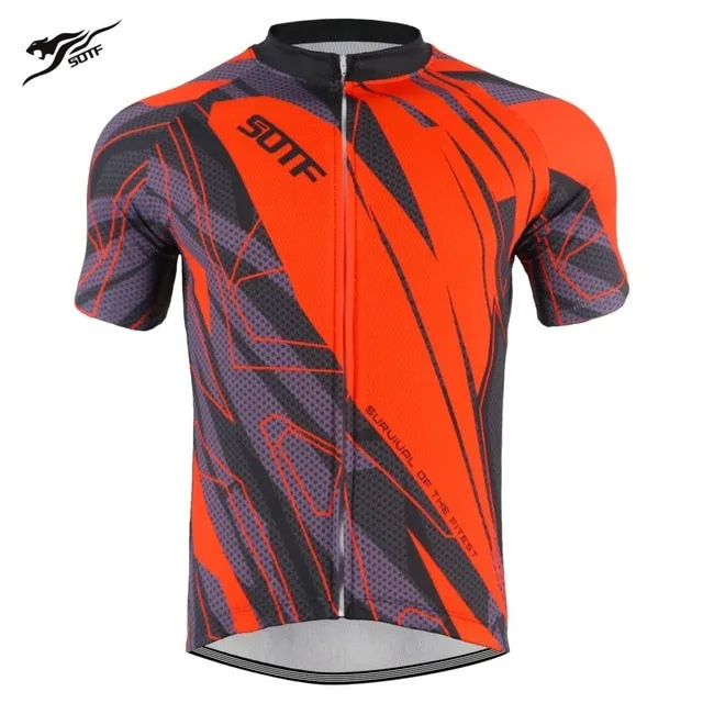 SOTF Geometric Breathable Anti-Wrinkle Cycling Jersey Short Sleeve Road Bike shirt Mountain Bike Cycling Clothing Men Women