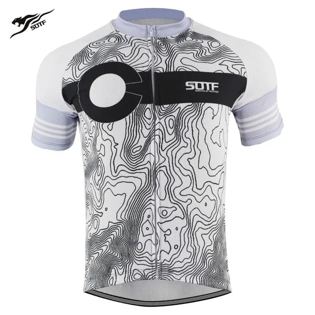 SOTF Geometric Breathable Anti-Wrinkle Cycling Jersey Short Sleeve Road Bike shirt Mountain Bike Cycling Clothing Men Women