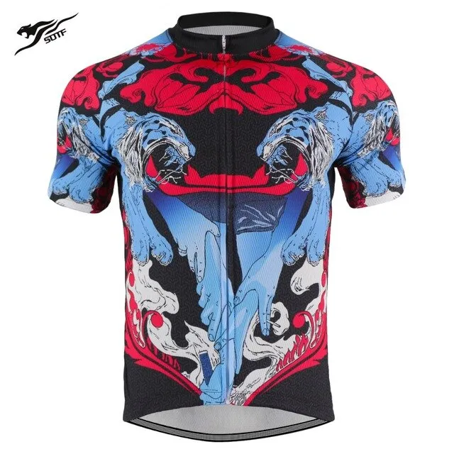 SOTF Geometric Breathable Anti-Wrinkle Cycling Jersey Short Sleeve Road Bike shirt Mountain Bike Cycling Clothing Men Women