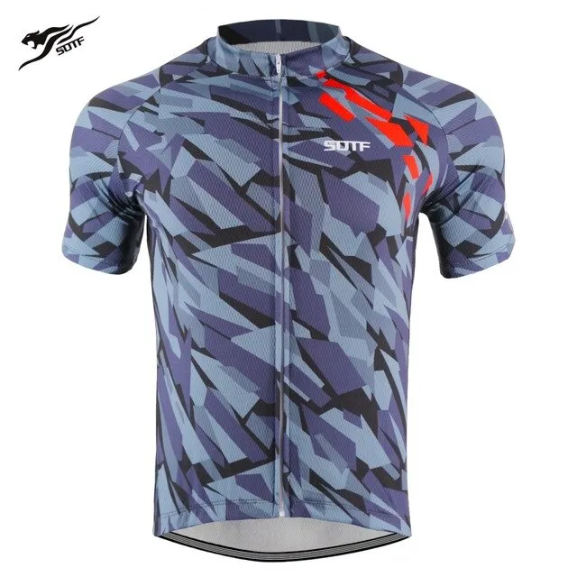 SOTF Geometric Breathable Anti-Wrinkle Cycling Jersey Short Sleeve Road Bike shirt Mountain Bike Cycling Clothing Men Women