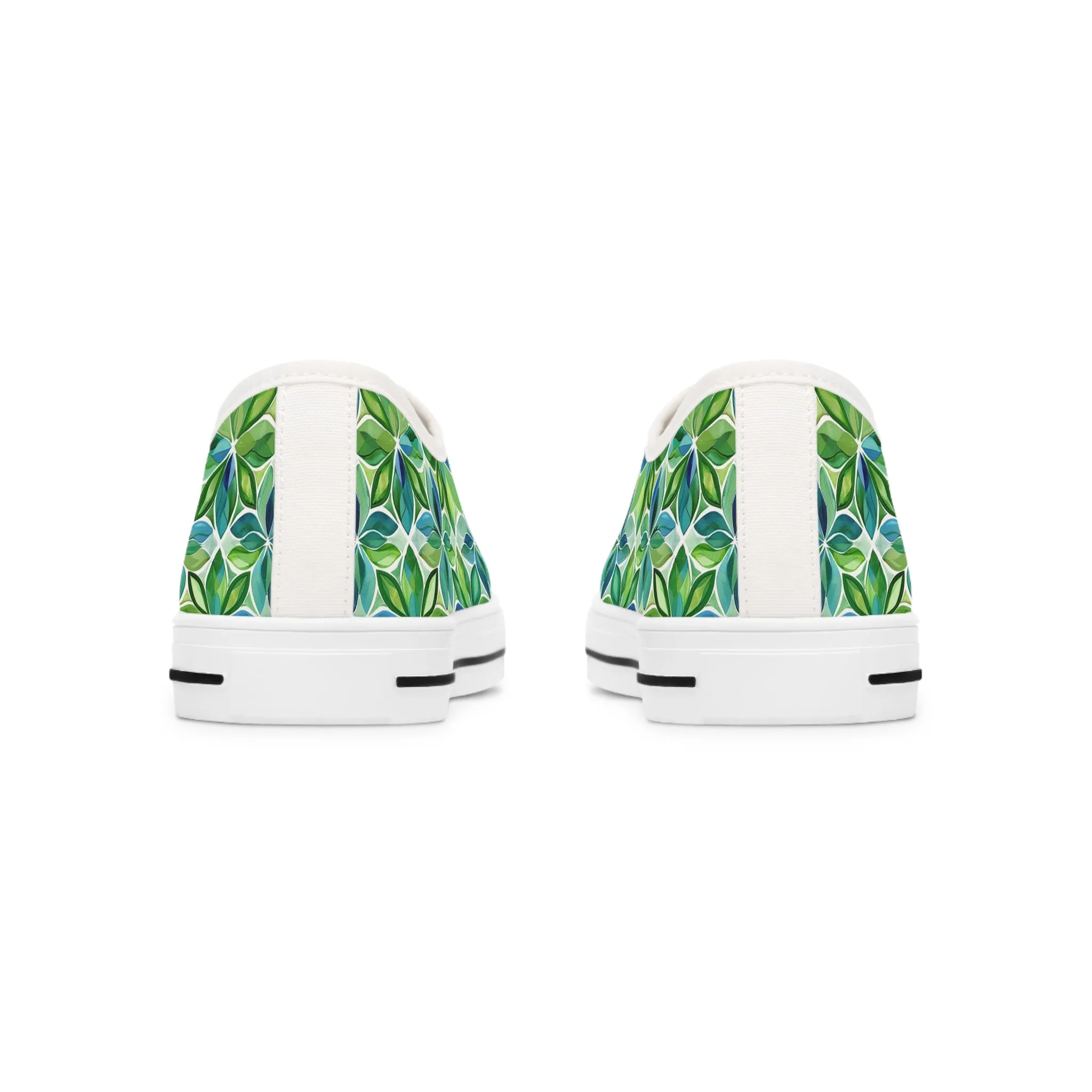 Spring Geo Flowers Ladies' Low Top Sneakers - Step into Nature’s Geometry – Where Floral Elegance Meets Modern Style!