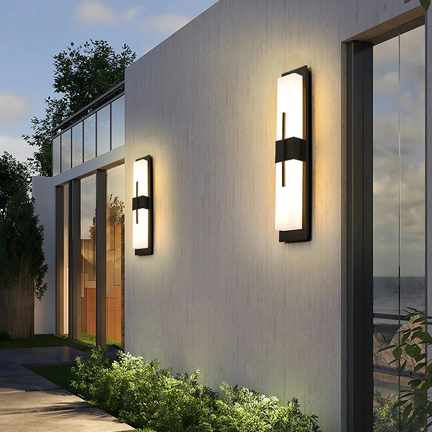 Square Marble Outdoor Wall Lamp
