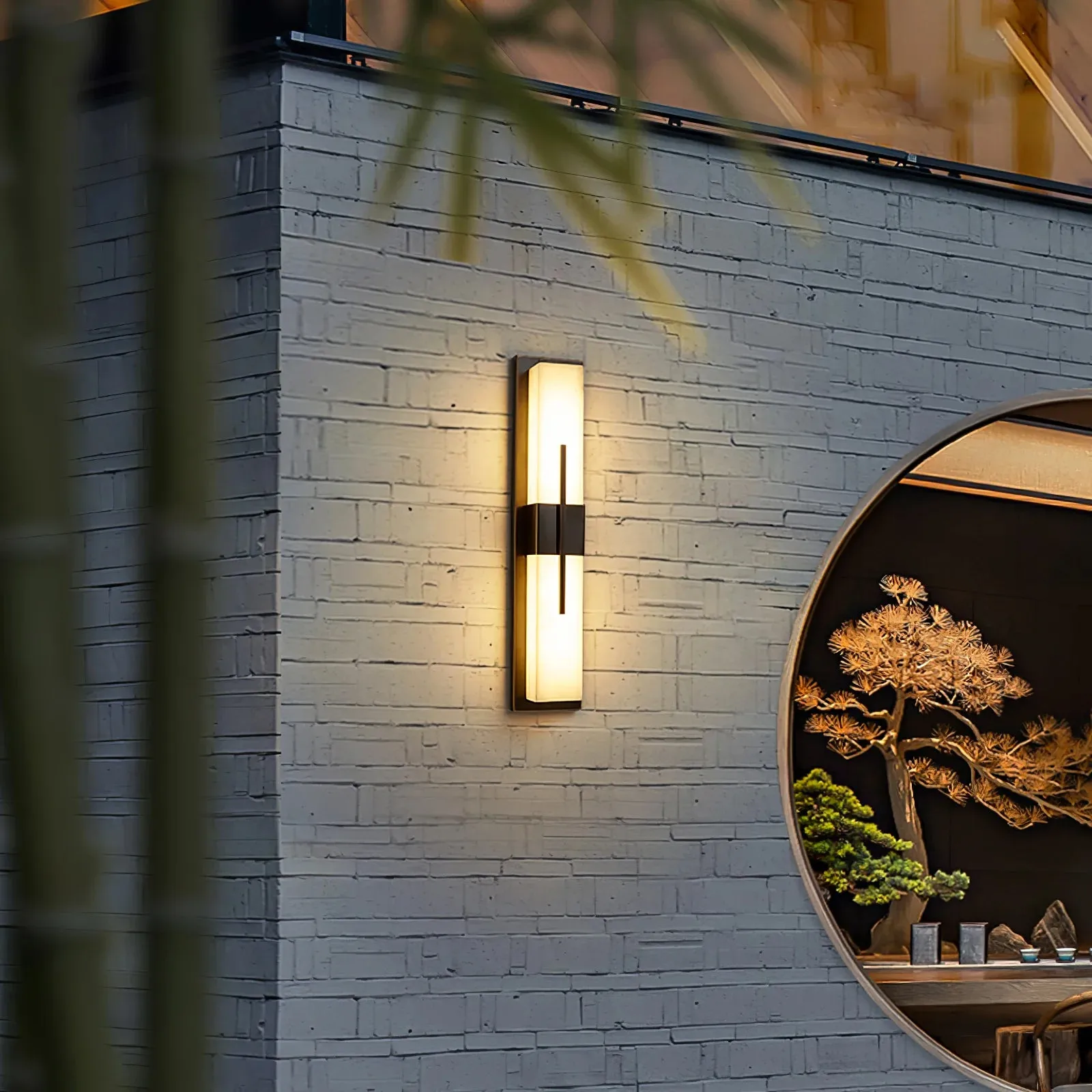 Square Marble Outdoor Wall Lamp